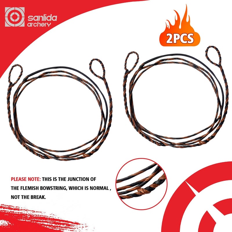 sanlida Archery 2PCS Dynaflight BCY D97 Handmade Flemish Twist Bow String 16 Strands Replacement for Traditional Longbow Recurve Bow One-Piece Bow, AMO Length 68" and 60" - Image 2